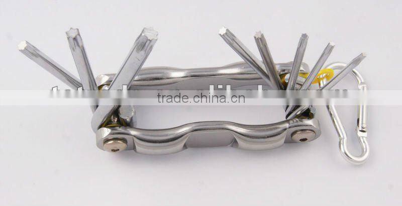 2014 new Stock pocket mini multi aluminium oxide promotion bike keychain tools 607-8