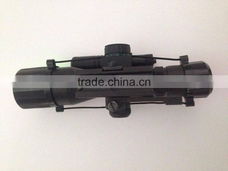 Compact 2.5-10X40 rifle scope red green Mil-Dot Reticle with side attached green laser sight scope with quick release mount