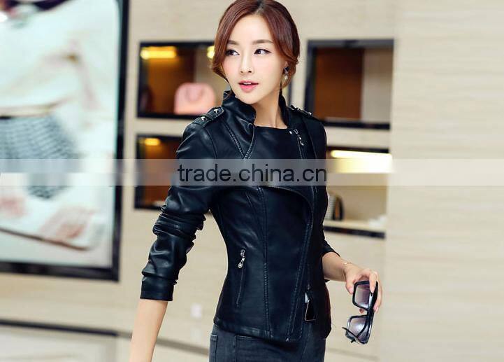 leather jacket women 2015 spring women leather clothing outerwear jackets and coats ladies leather coat