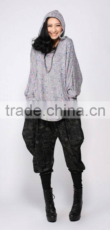 Custom printing cotton casual loose themal pullover hoodie without string for women