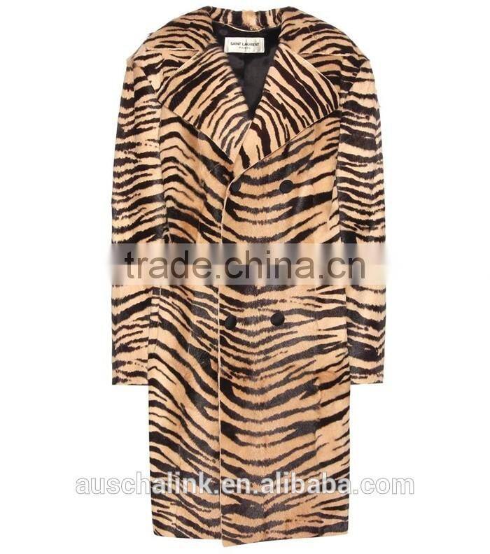 2016 winter lady fancy high quality print goat fur coat OEM service