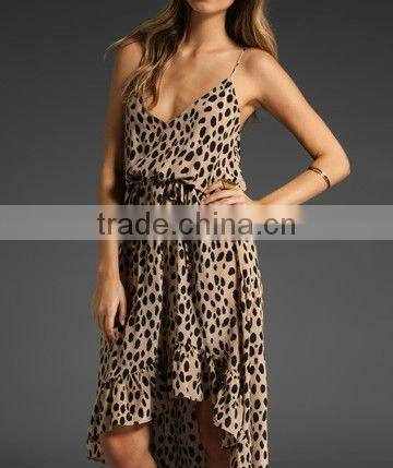 12DR014 2012 summer maxi sexi ladies V-Neck dresses with With Black Dots