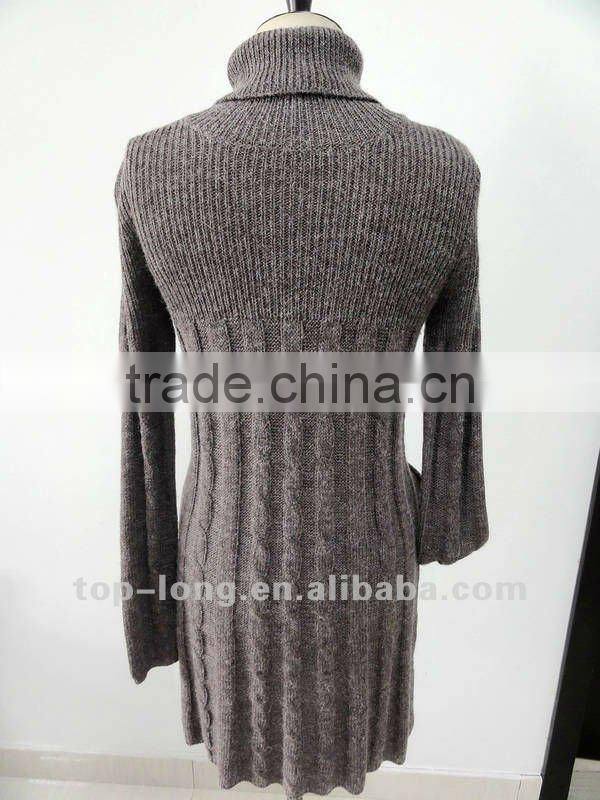 Women High neck winter sweater dress knitwear