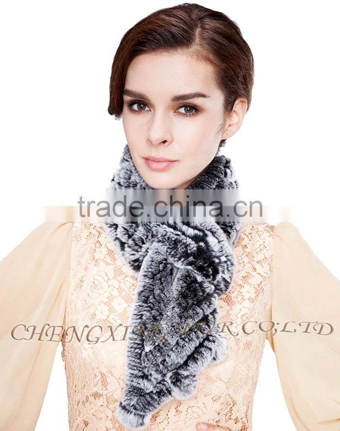 CX-S-18G Fashion Warm Ladies Dyed Fur Rex Rabbit Fur Square Scarf Wholesale
