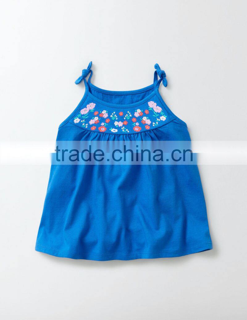New arrival cheap summer baby clothes 2017 boutique cotton embroidered Jersey stripe toddler tank top