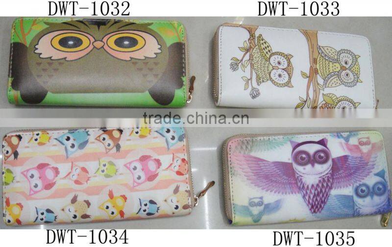 Fashion high quality PU stylish print owl wallet