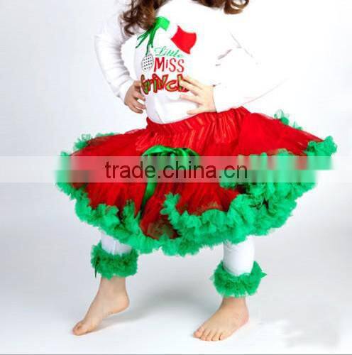 Wholesale Christmas PettiSkirts elastic waistband skirts Girls chiffon skirts red and green skirts Boutique Fluffy Pettiskirt