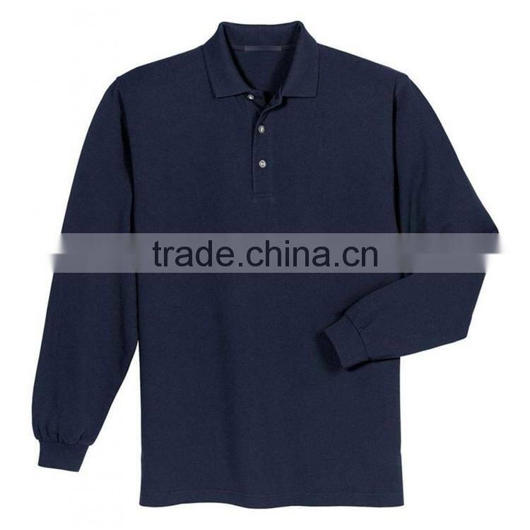 Cheap wholesale clothing polo collar mens long sleeve custom plain polo tshirt