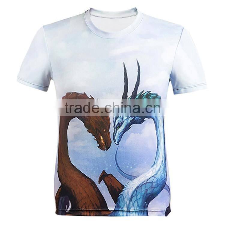 Round neck 95% polyester 5% spandex t shirts for sublimation printing