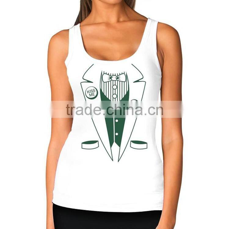 Women 100 Cotton New Model Wholesale Custom Silk Screen Printed Tank Top