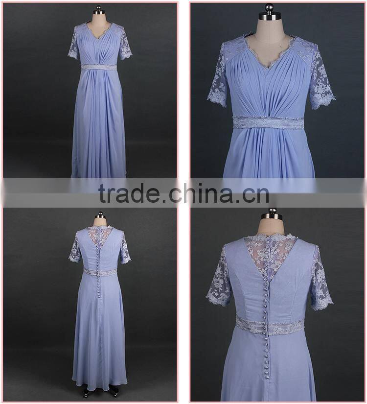 Lace Appliqued Purple Floor-Length Evening Dress