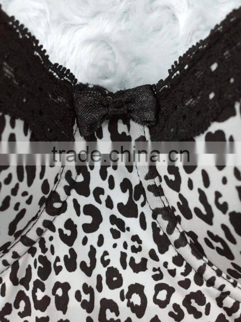 Mature Women Underwear Body Suit Corset Leopard Prints G-string Set OEM