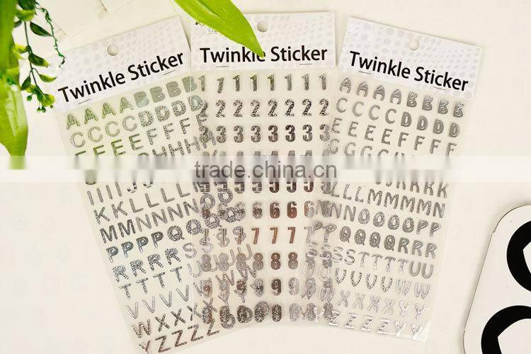 custom gold stamp sticker cheap alphabet shape sticker DIY creative sticker
