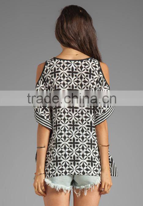 Chiffon Cold Shoulder Top