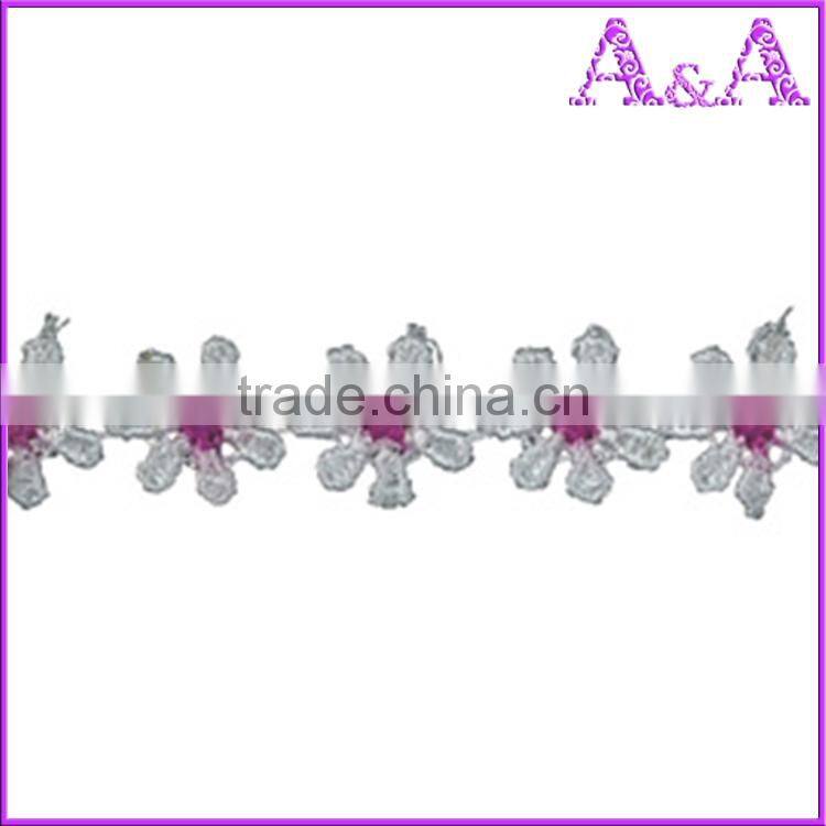 the lastest fashion white color embroidered flower chemical lace