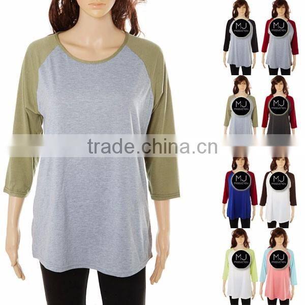 Wholesale 3/4 sleeve unisex raglan shirts