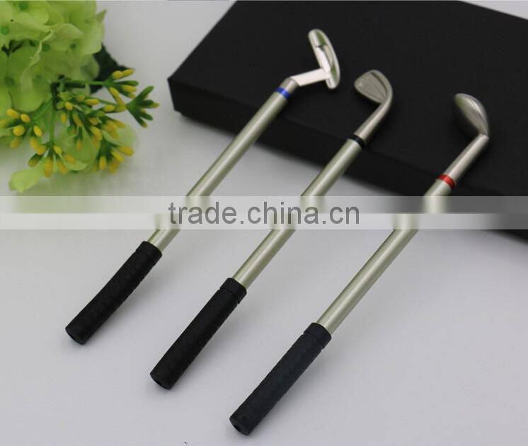 New promotional laser logo high quality golf simulation in box set metal ballpoint pen