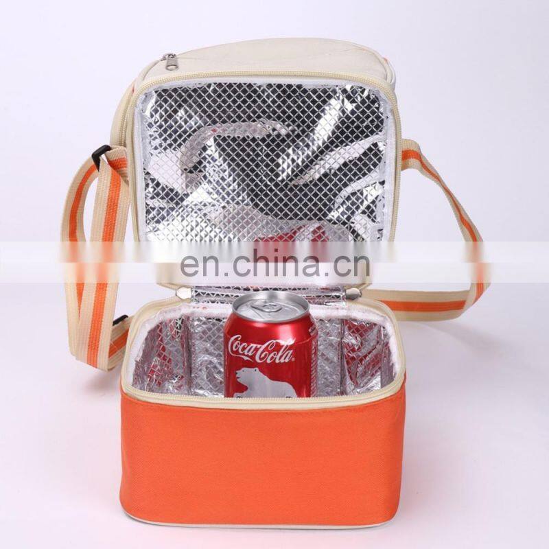 Stripe Pattern Shoulder Polyester Travel Meal Prep Bag