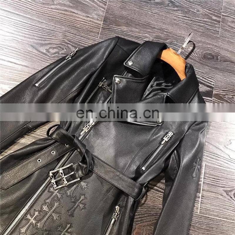Wholesale New Product Sheep Skin Leather Coats Fashion Genuine Long Leather Coat