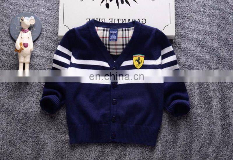 100%Cotton cardigan style boys kid sweater for autumn