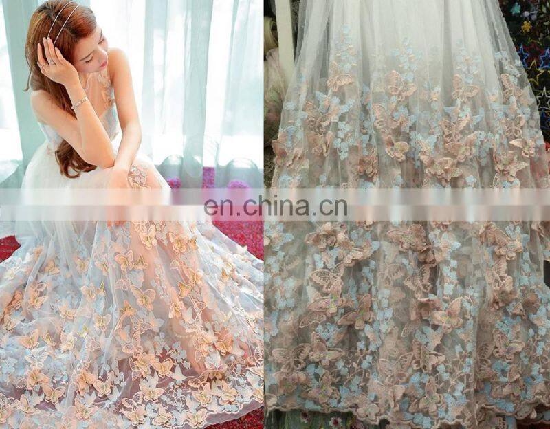 custom colorful embroidery lace fabric for dress QX-06