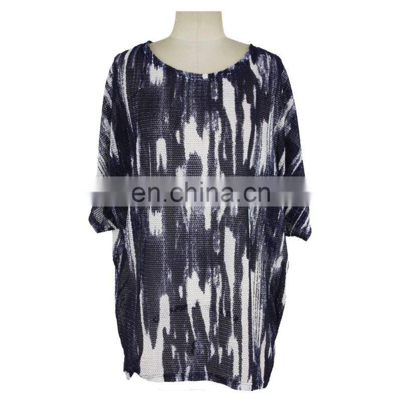 XXXL Size Abstract Print Fat Women T-Shirt Beach wear