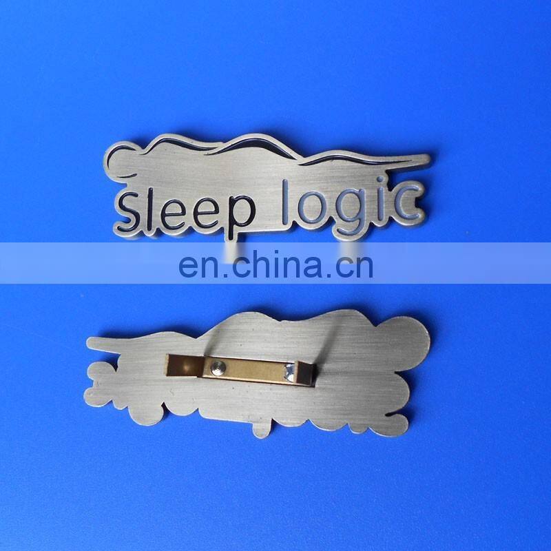 die casting zinc alloy metal plate for wallet decoration, anti silver letter bag plate in u buckle