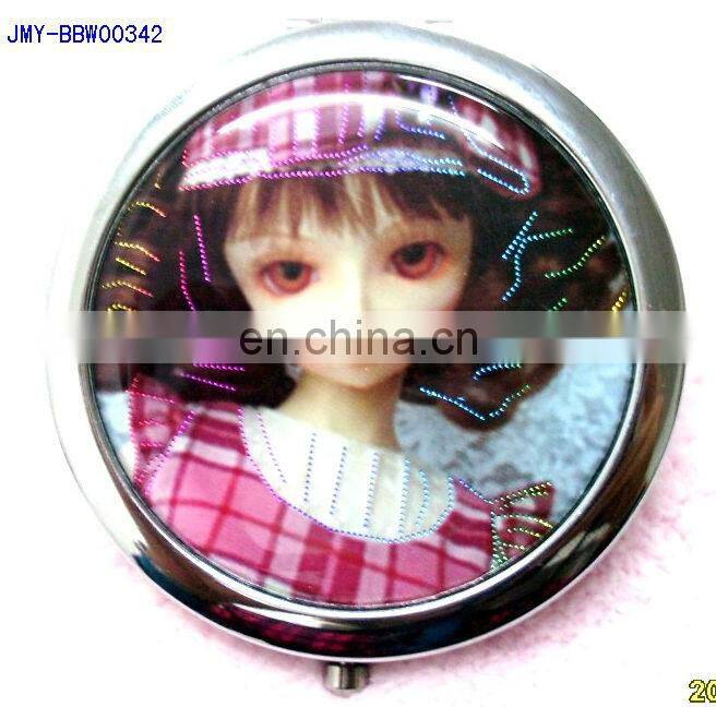 Cute Barbie doll fashion promotional matel pocket mirror