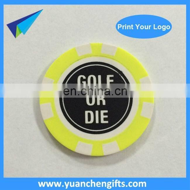 Popular poker chip golf ball markers/coin for golf hat clip