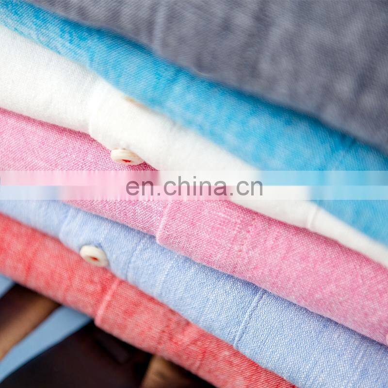 OEM Wholesale Mens long sleeve plus size heather colors linen casual shirts