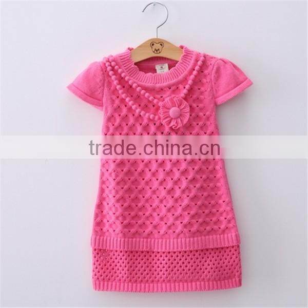 fashion children cotton knitting pattern sweater dress for girls