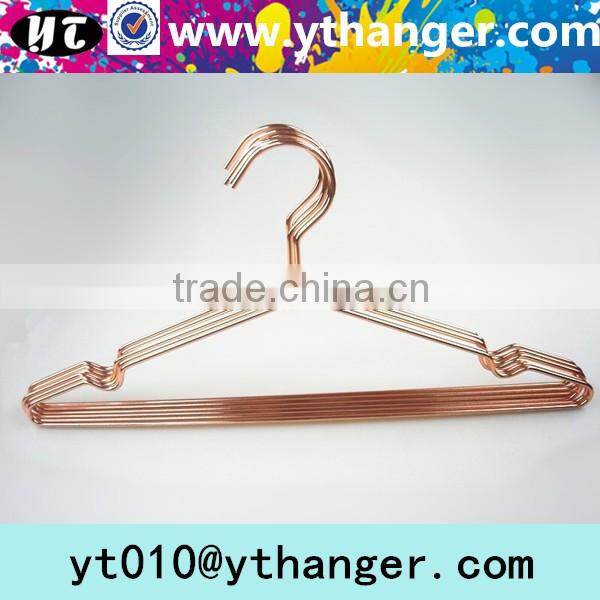 YY471high quality red copper metal clothes hanger gold wire metal hanger for shirt