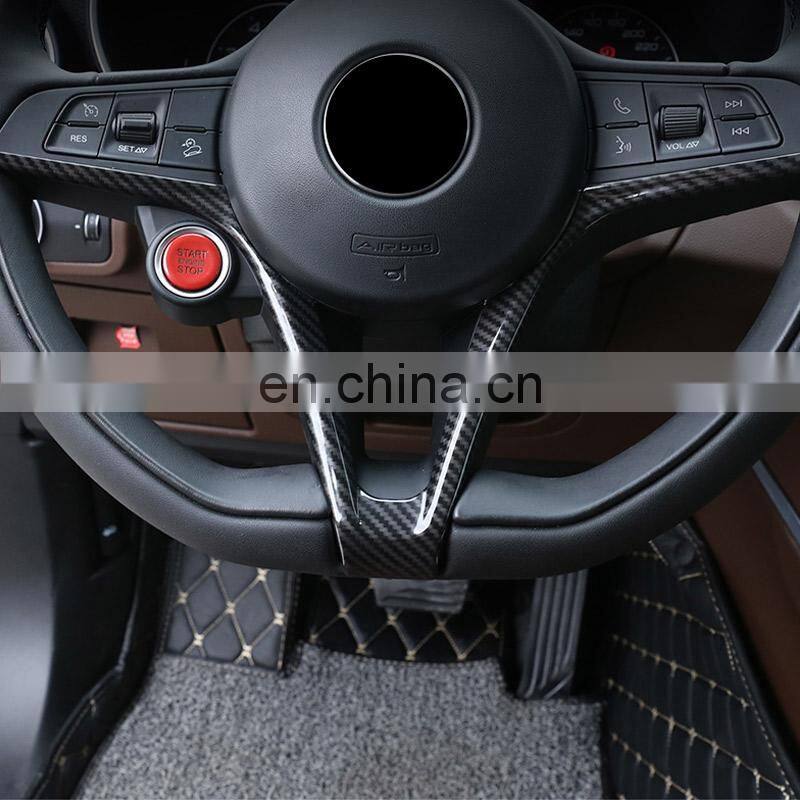 Red Carbon Fiber Style ABS Car Steering Wheel V Shape Decoration Frame Trim For Alfa Romeo Stelvio Giulia