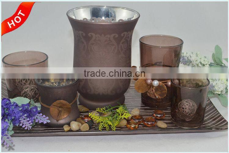 glass fireplace candle set