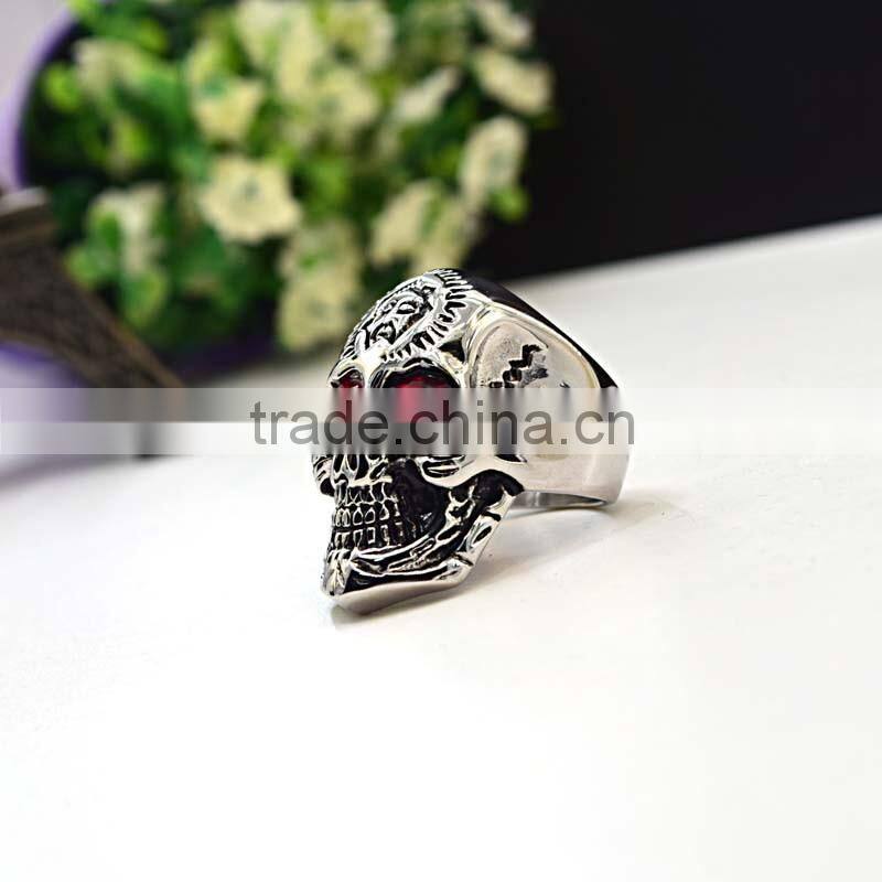 China 2016 New Products Single Stone Ring Designs Skull Rings With Ruby