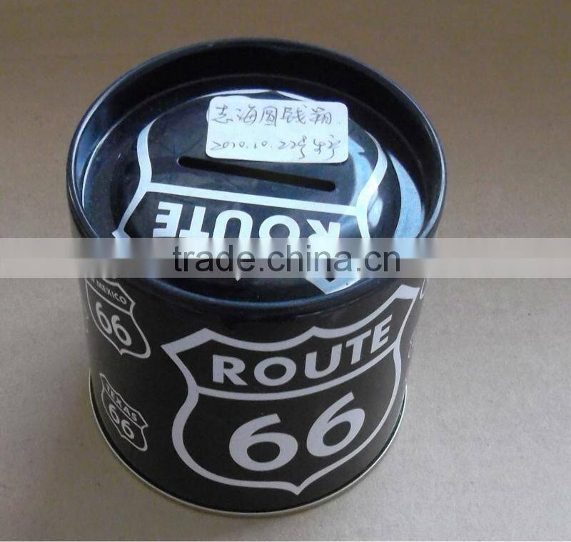 Custom round money saving tin box with lock