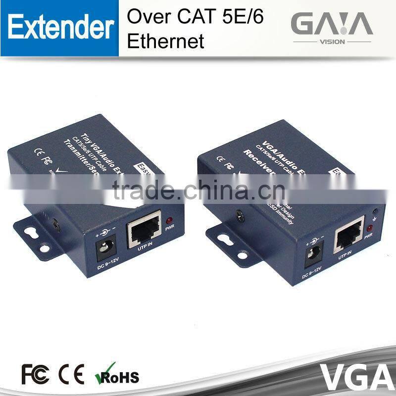 2015 high quality 100m CAT5e/6 vga extender with one receiver and one sender with Audio Output by single UTP