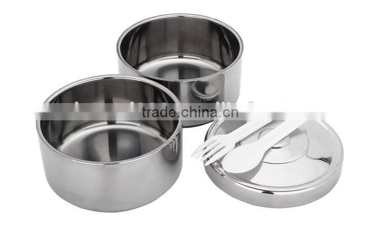 stainless steel colored tiffin lunch box/ 2 compartment insulated box/ bento box