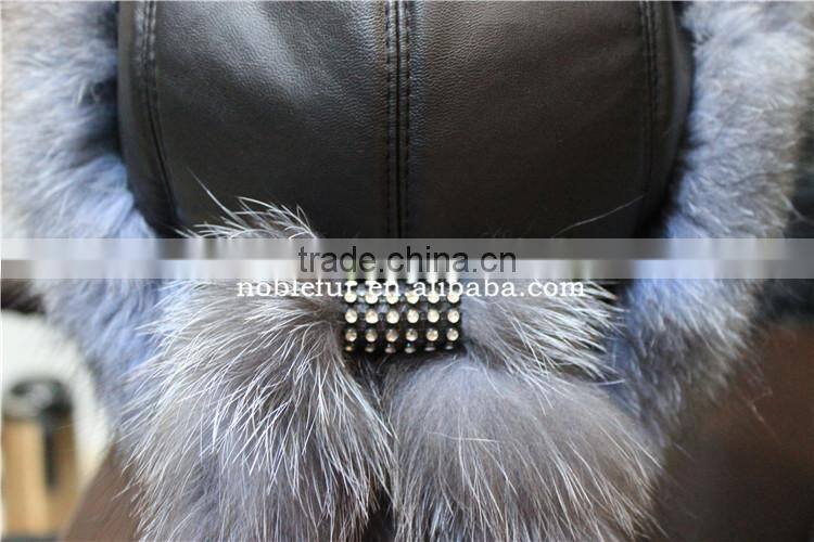 stylish silver fox Hats genuine leather Princess Headwear