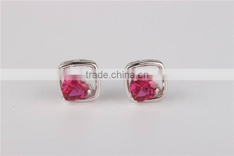 Vogue heart shaped ruby earrings for 925 silver ear stud