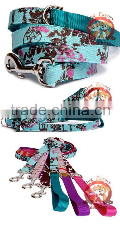 Cute turquoise dog harness Folk meets fairy tale woodland style fabric girly step in harness Dog leash is available