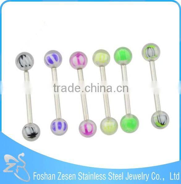 Flashing Color Double Balls Barbell Piercing Pearl Tongue Ring