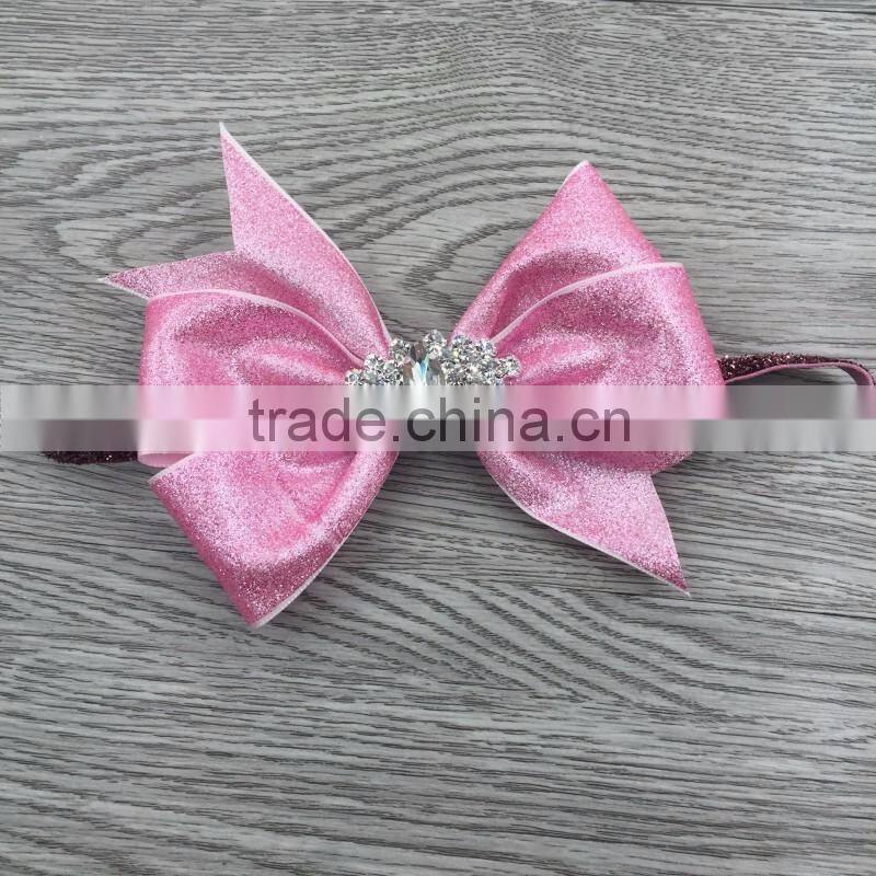 Wholesale sequins hair bow elastic baby headband girls accessories