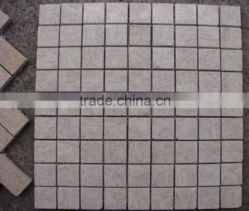 White crabapple mosaic tiles, grey marble mosaic tile