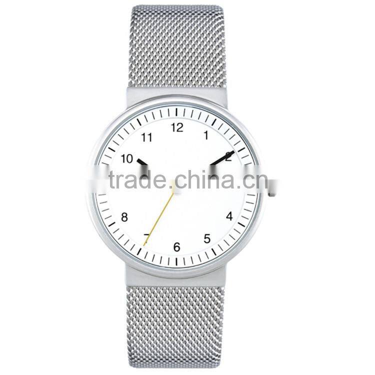 Newest watch design stainless steel case mesh stainless steel band small watch case design
