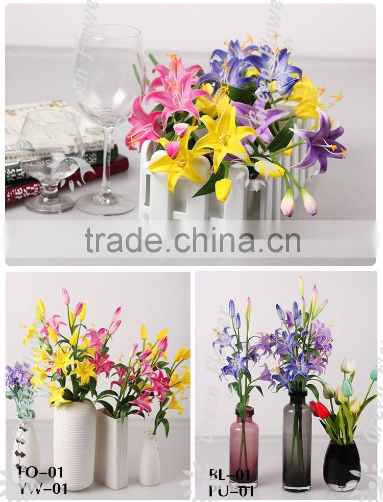 2016 Wholesale mini lily Artificial Flowers Real Touch Bouquet Wedding Bridal Home Declarative flowers