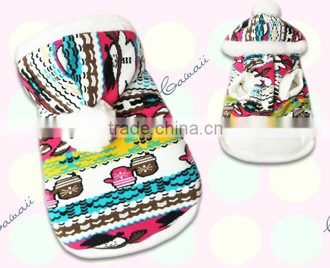 Red Christmas Fleece Dog Hoodie Clothes superwarm