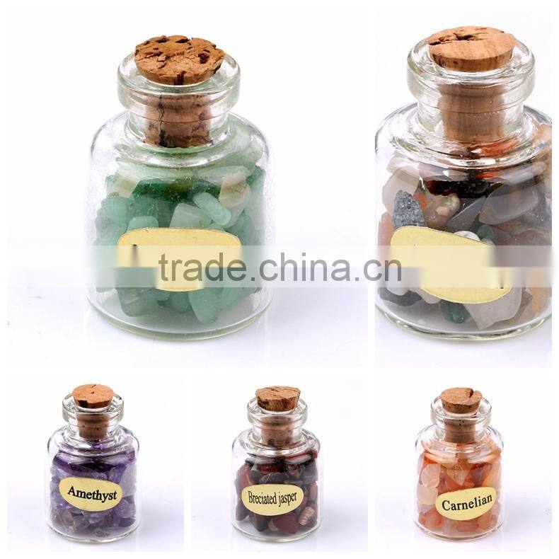 Double wishing glass bottle loose chip tumbled stone beads for jewelry