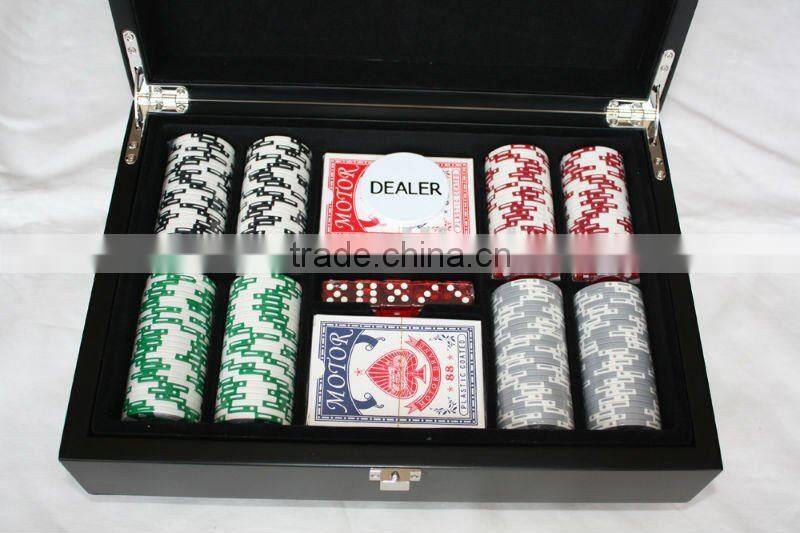 wooden casino poker chip set