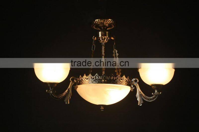 Latest retro rustic glass shade golden body Chandelier&pendant Led light source Coozen Factory